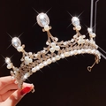 Couronne dorée élégante pour filles avec cristaux blancs et perles pour anniversaire - 3# Couronne dorée en forme de goutte de perle