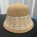 Women's knitted bucket hat in camel and white jacquard pattern for winter warmth - One Size / Khaki Semi-Rhombus Knit