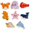 Cute resin marine life hair clips set featuring colorful starfish and dolphin designs - 8-piece Set