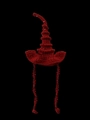 Handgemachter dunkelroter Häkel-Haustier-Zauberhut mit spiralförmiger Spitze und Bändern - Einheitsgröße / Rot