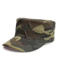 Militaire pet met platte bovenkant in klassiek jungle camouflagepatroon van stevig katoen - Verstelbaar / Koffiegroen Camo