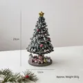 Christmas tree resin ornament with a gold star, bear and gift boxes, height 23cm - Rotating Christmas Tree (Music Box)