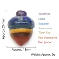 Seven chakra natural stone acorn pendant with amethyst lapis and tiger eye crystals - 18x24mm Acorn Pendant