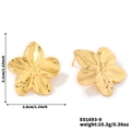 Goldene fünfblättrige Blumenohrstecker aus Edelstahl mit strahlenförmigen Blütenblättern - 3D Relief Blume (E01693-9)