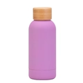 Minimalist purple matte stainless steel water bottle with natural bamboo wooden lid - 350ml / Lilac Purple