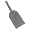 Grey PU leather luggage tag with gold glitter adventure quote and silver buckle - Dark Gray