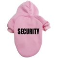 Pink pet hoodie with SECURITY print, soft fleece lining and ribbed cuffs for large dogs - Pink-Black Label