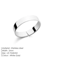 Bague ouverte en acier inoxydable or blanc 5mm avec anneau réglable pour hommes - Circonférence 54mm-US7 / 5mm Ton Argent (YJ44944)