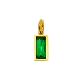 Square 18K gold plated stainless steel pendant with emerald green birthstone zircon - May Gold (Dark Green Zirconia)