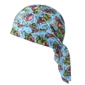 Blue cycling headscarf with colorful skull patterns and adjustable straps for outdoor sports - Adult / Blue Yellow Monster Skull (3#)