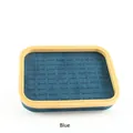 Bamboo jewelry display tray with blue microfiber lining for rings and studs - 27.5*20.5*4.5cm / Blue