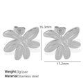 Silver stainless steel floral petal stud earrings measuring 17.2mm wide by 16.3mm high - Silver (EH694)