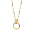 Polished 18K gold plated stainless steel necklace with classic round buckle pendant - Stainless Steel Spring Ring Chain