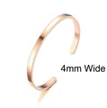 Minimalist 4mm wide C-shaped open bangle in brushed rose gold finish for women - 4mm Width / Rose Gold