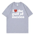 T-shirt en coton gris chiné à manches courtes avec imprimé I heart Gulf of Mexico - Gris