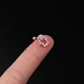 Rose gold Hamsa Hand ear stud with white zircon pavé and ball screw back closure - Hamsa Hand Style (319-7#R)