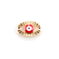 Golden evil eye pendant with red enamel detailing for DIY jewelry making and crafts - 10pcs Red Hollow Evil Eye Pendants