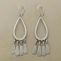 Pendientes bohemios de plata con marco de gota de agua y flecos largos de metal - Estilo de Borla de Gota de Agua / Plata antigua
