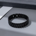 Minimalist black stainless steel watch band bracelet with a classic link design - 3-Link Straight Bar Watch Band Style / 8mm / Black