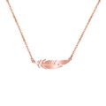 Collana con ciondolo a piuma in oro rosa con delicata trama ad ala su catena a O - Collana Piuma (Incidibile) / Oro rosa
