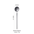 Vintage silver-gray 304 stainless steel dinner spoon, matte finish, 21.5cm long - Dinner Spoon