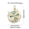 Golden copper butterfly pendant with abalone shell inlay 22mm x 15mm dimensions - Butterfly Abalone Shell/Gold/Round