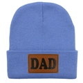 Bonnet en tricot bleu pour homme avec patch DAD en cuir, bonnet d'hiver chaud ski - Adulte Élastique / Bleu Cyan (DAD)