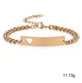 18K gold-plated stainless steel curb chain bracelet with heart cutout curved bar - Rose Gold (BR-1248 Rose Gold)