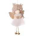 Christmas angel hanging ornament with reindeer antlers and white tulle tutu skirt - Brown