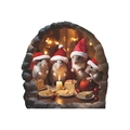Christmas mouse hole wall sticker featuring festive mice enjoying a holiday dinner - SD39/Four Mice at Dining Table