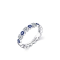 S925 sterling silver ring featuring heart and blue evil eye charms with clear zircons - US Size 5 / Alternating Heart and Evil Eye Style (RHR1098)