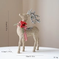 Golden glitter reindeer figurine with red bow and pine needle decor for Christmas - Style A Champagne Gold Reindeer