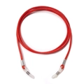 Minimalist red braided wax cord glasses strap with silver metal buckle and silicone loop - Dark Red