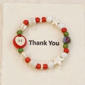 Ceramic beaded bracelet with red apple, green star, and white round beads - Anle (1468-01)