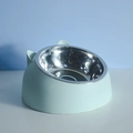Mint green stainless steel tilted cat bowl with ergonomic neck protection design - 200ml / Matcha Green