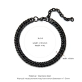 Men's punk style black woven double row Cuban chain bracelet in polished stainless steel - SL-5 / Black