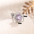 Orecchini a perno esagonali in argento con zircone viola e piccoli cristalli 9mm - Blu Viola (Singolo)