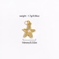 Gros plan du pendentif étoile de mer doré avec perle montrant 14mm et poids de 1,7g - Étoile de Mer de Perle Dorée (Style 20)