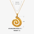 Collier spirale doré en acier inoxydable avec pendentif 3cm et chaîne réglable 40+5cm - Collier Spirale Nautilus Doré