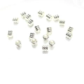 Silver 14k gold plated cylindrical barrel beads with triple-layer groove design - Silver