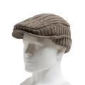 Winter knit beret hat for men with ear protection in brown grey marl finish - Adjustable / Light Coffee