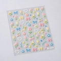 Stickers ongles relief 3D M-444 avec motifs tulipes, nœuds et cœurs perlés - Style en Relief 3D (M-444)