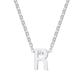Minimalist silver-tone letter R pendant necklace with polished cable chain for women - Letter R / Silver