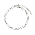 Polished silver stainless steel paperclip chain bracelet with adjustable lobster clasp - Style 2 Silver Paperclip Bracelet (17+5cm)