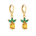 Elegant gold pineapple earrings with sparkling yellow and green zircon gemstones - 42201-Pineapple Style