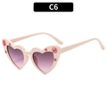 Gafas de sol de corazón rosa para niños con lentes degradadas lilas y flores suaves - C6-Marco Blanco Roto