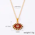 Vergulde Evil Eye hanger ketting met rood email en kristal, lengte 40+5cm - Goud Rood Wit Zirkonia
