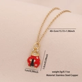 Collana con coccinella dorata in smalto rosso e nero con corona di zirconi - Stile Coccinella con Corona (3#)