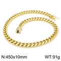 Iced out gold Cuban link necklace 10mm width and 450mm length for hip hop style - Gold Necklace (KN201504-KFC)