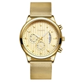 YOLAKO gold business watch for men with mesh band and dual-dial date display dial - Gold Dial Gold Band